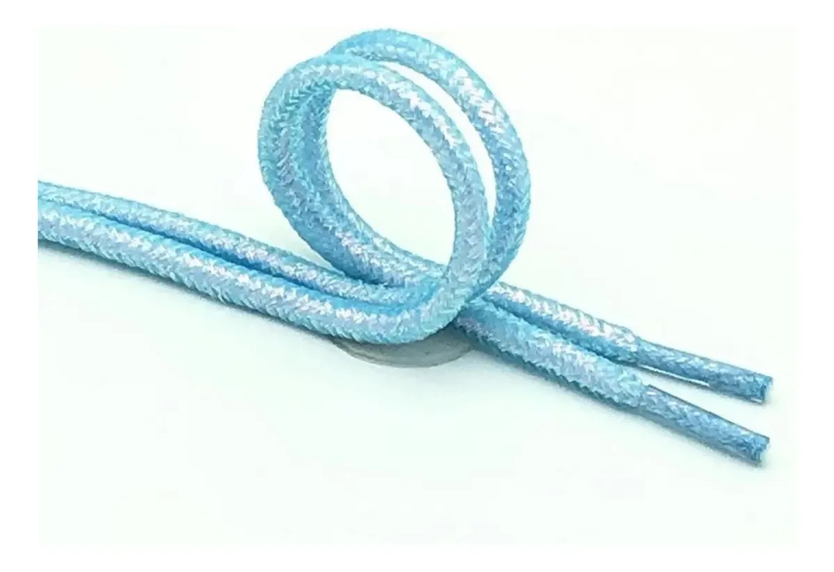 Cadarços Redondos Com Glitter - 1 Par 120 Cm Cor Azul-claro