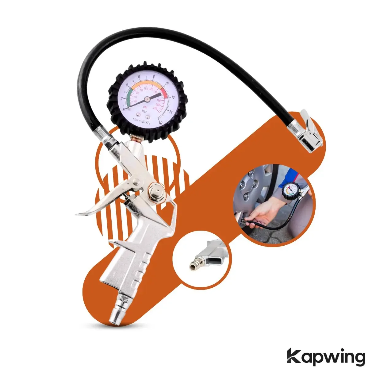 Calibrador De Pneus Portátil Carro Moto Flexível Manômetro Kapwing