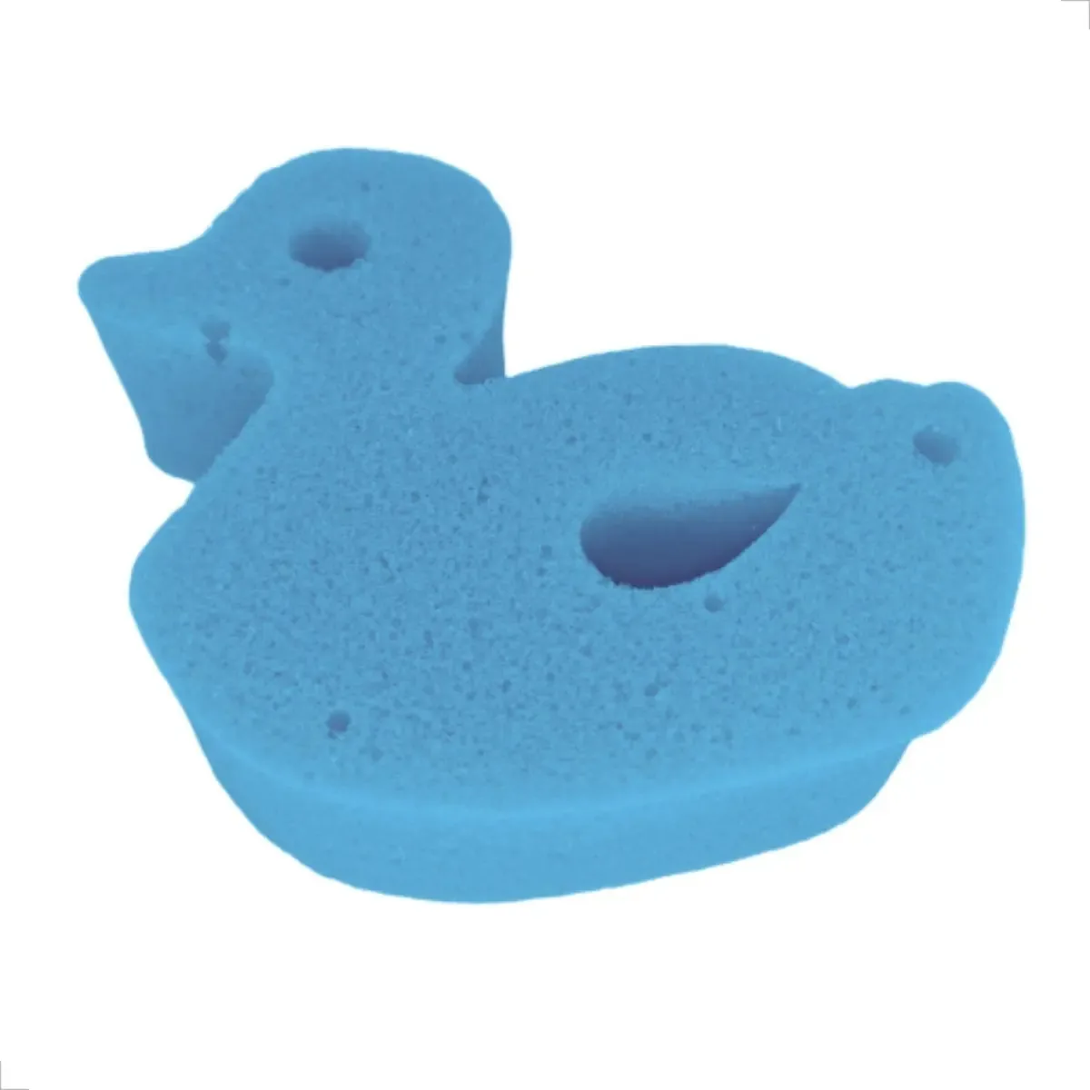 Combo Kit 30 Esponjas Bucha De Banho Infantil Criança Cor Azul Pato