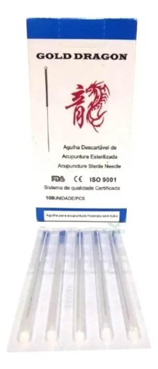 Agulha Acupuntura 18x08mm 100 Unid Gold Dragon Esterilizada WL