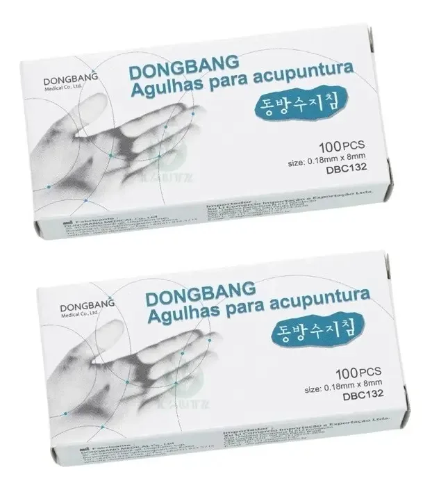 Agulha Acupuntura Facial Dongbang Aço Cirúrgico 18x8mm 200 Unid