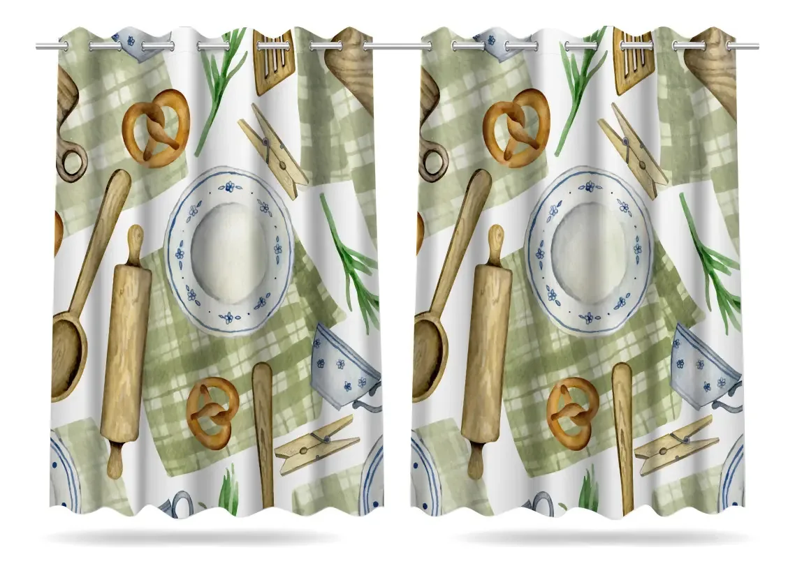 Cortina Cozinha Em Oxford - 2,40x1,30 Estampada Cor Cortina Estampa Italiana