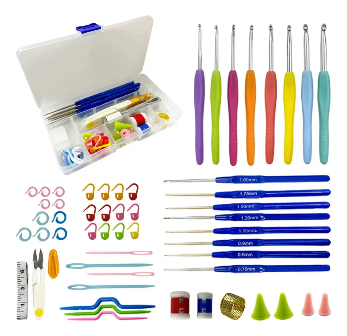 O Melhor Kit Croche E Trico 8 Agulhas Soft 8 Agulhas Azuis Cor Colorido