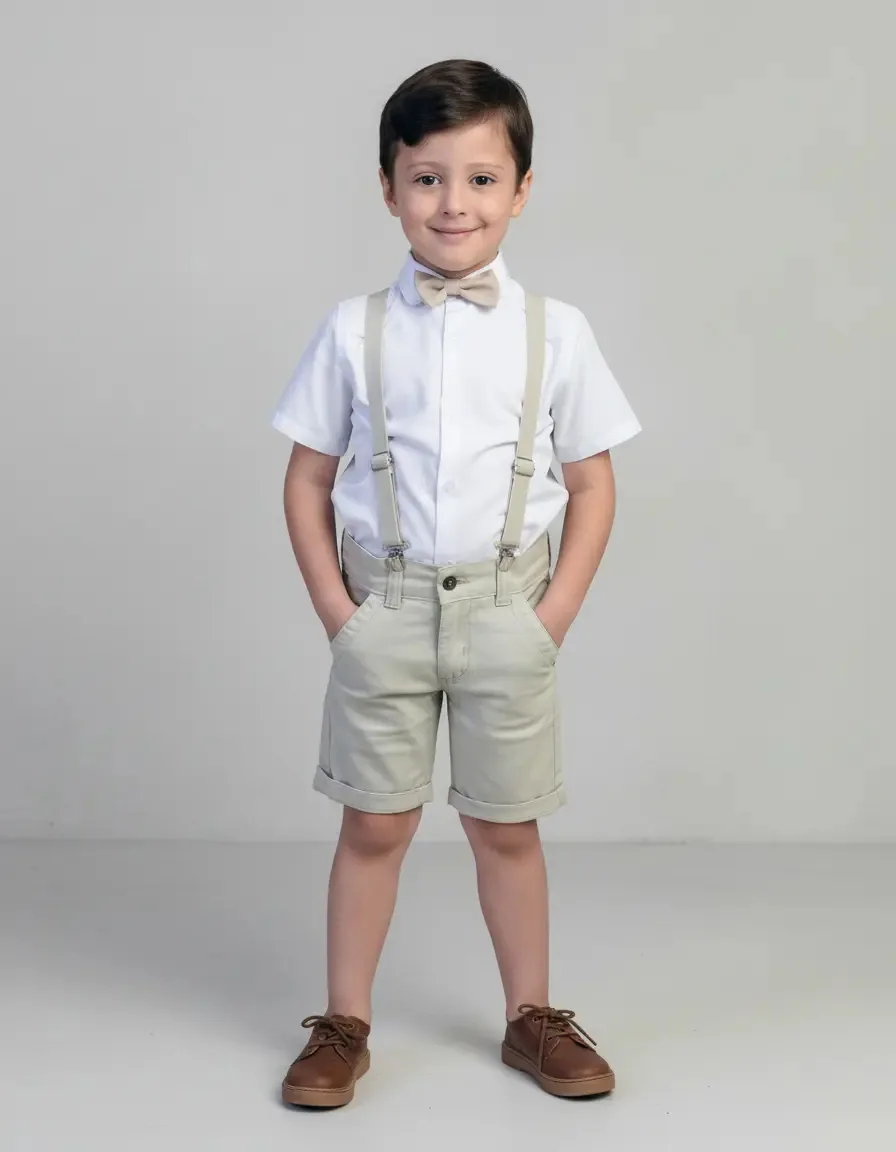 Roupa Pajem Conjunto Menino Festa- Batizado - Casamento Branco/bege Tam. 2anos