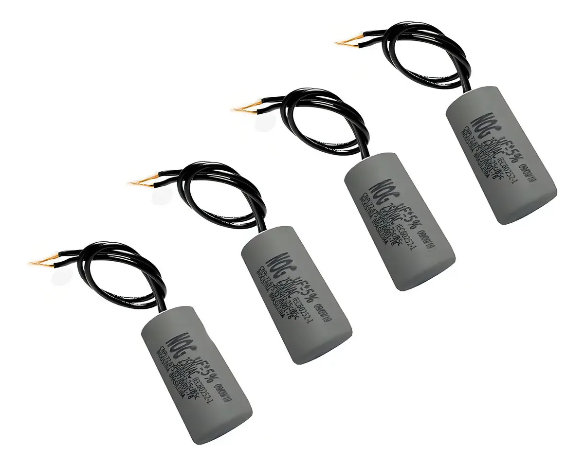 Kit 4 Capacitores 2 Fios Metalizados Motor 20uf 250 Vac Mvm
