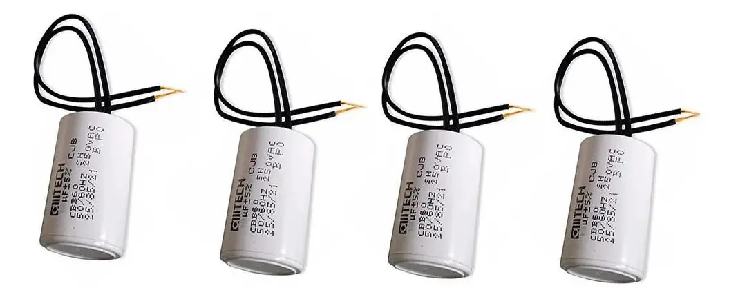 Kit 4 Capacitores 2 Fios Metalizados Para 8 Uf 250 Vac Mvm