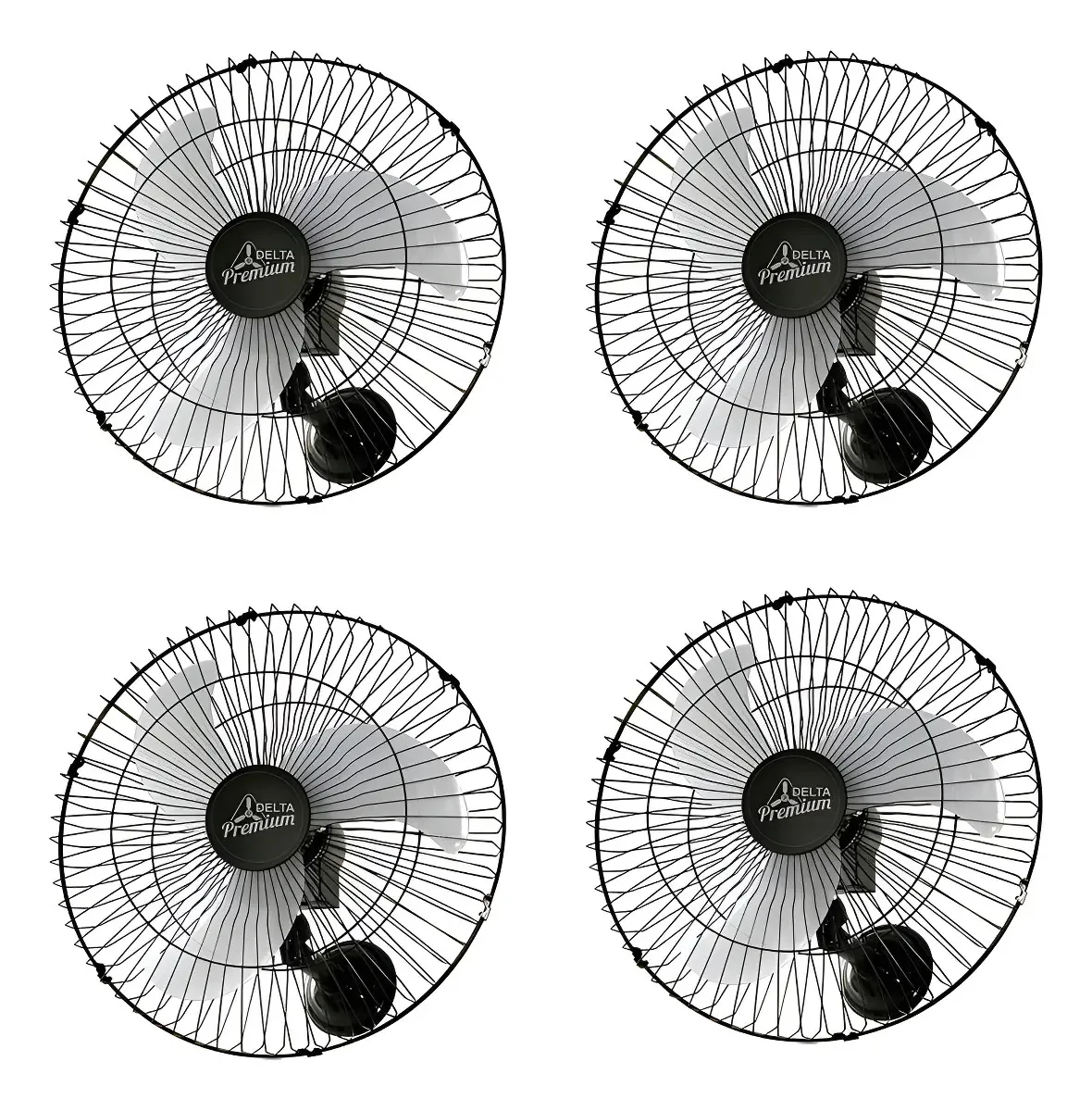 4 Ventiladores de Parede Oscilantes 60cm Bivolt Preto Venti-Delta 170W