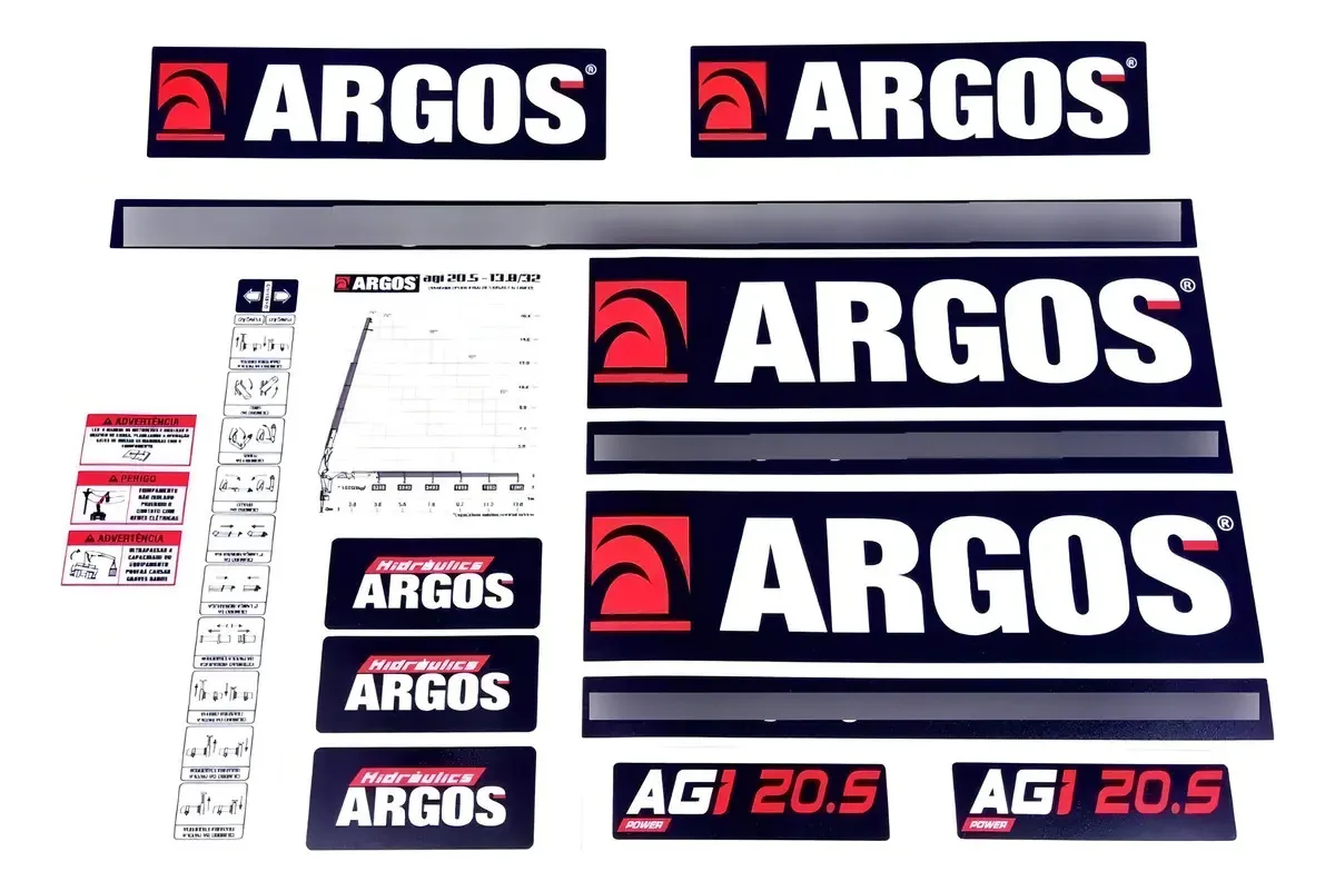 Kit Adesivos Guinchos Para Argos Agi 20.5 18780 Cor Preto