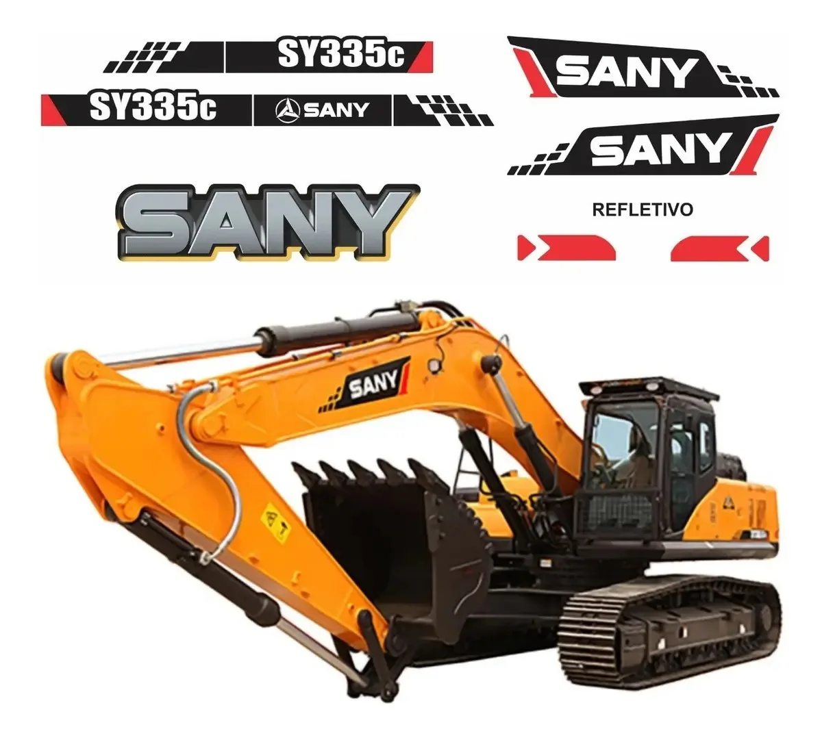 Kit Adesivos para Escavadeira Hidráulica SANY SY335C de Vinil
