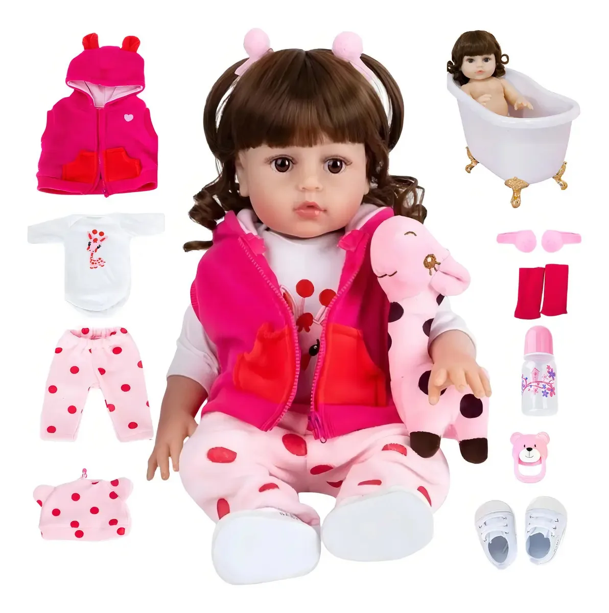Boneca Bebê Reborn Girafinha Silicone Realista