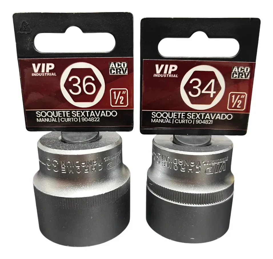 Jogo De Soquete 36mm X 1/2 E 34mm X 1/2 Prateado