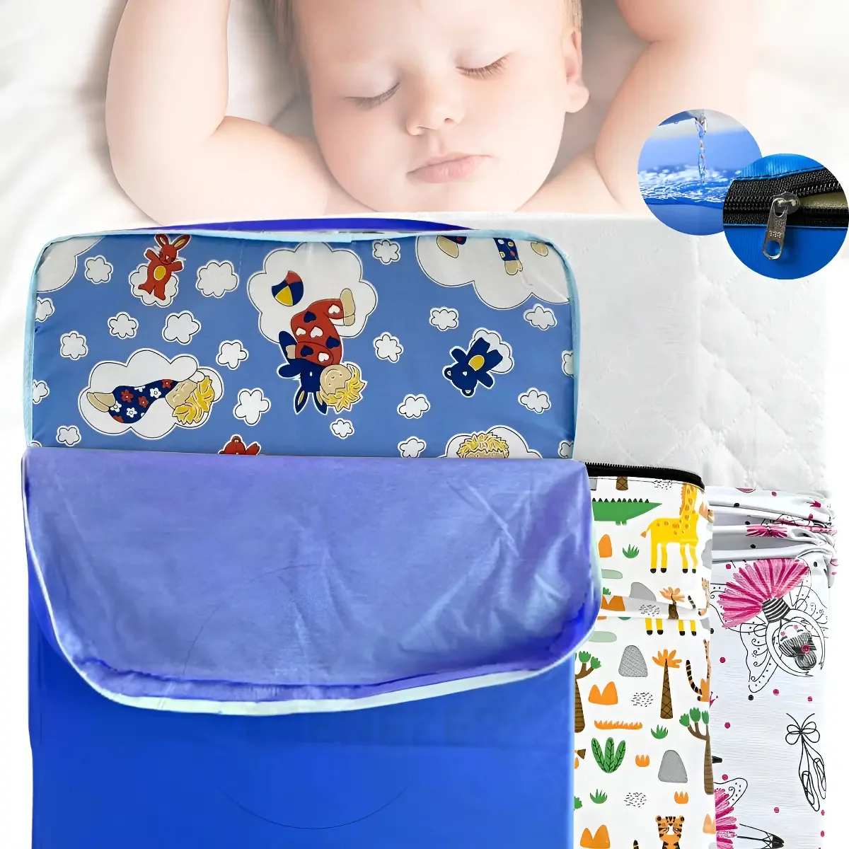 Capa Colchão Protetor Impermeável Berço Mini Cama Antiácaro Cor Azul Royal Tamanho Do Colchão 1,00 X 70 X 10