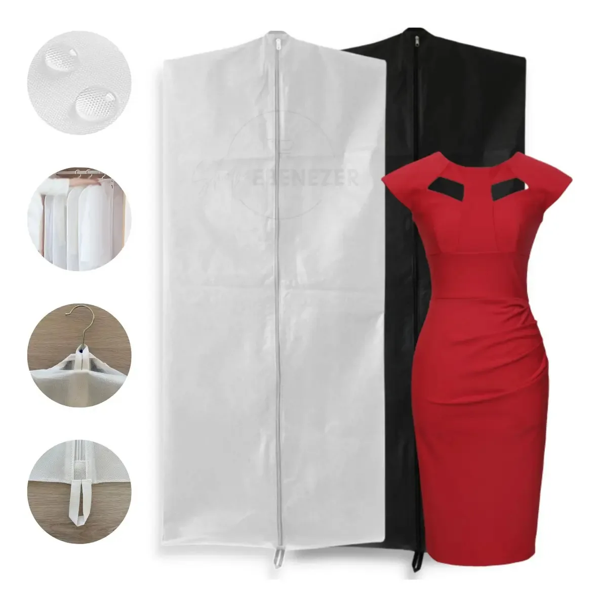 Kit 2 Capas para Vestido de Noiva Longo Impermeável com Zíper
