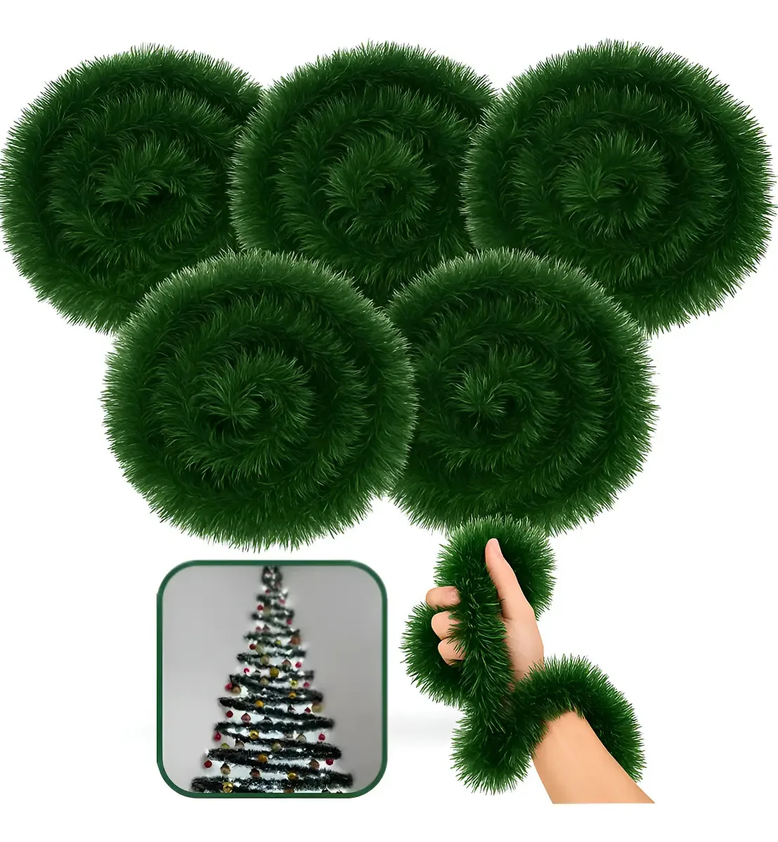 5 Peças Festão Enfeite De Natal Kit 10 Metros Decoração Festa Verde Promoção 8cm Luxo Sambalelê Artigos Para Festas E Descartáveis