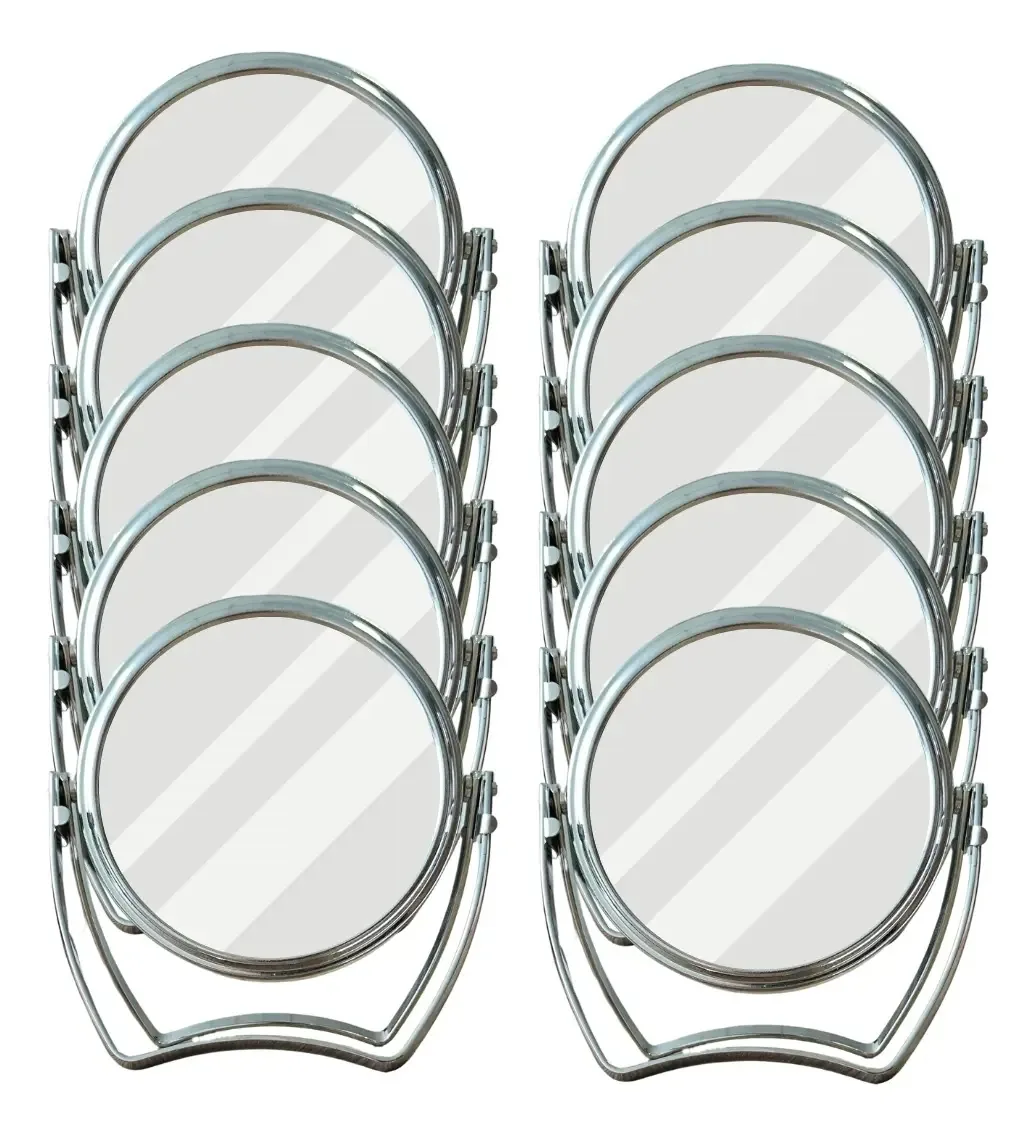 10 Espelhos De Mesa Com Moldura Redondo Dupla Face Zoom 3x