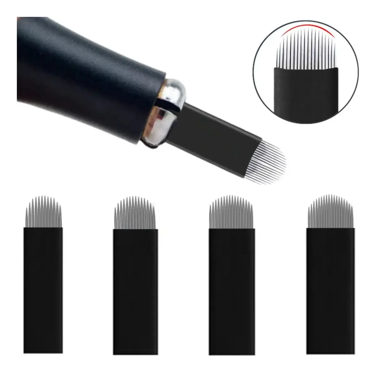 Laminas Nano Tebori Microblading U Flex 0,18mm Fine Black 10 Cor 14u