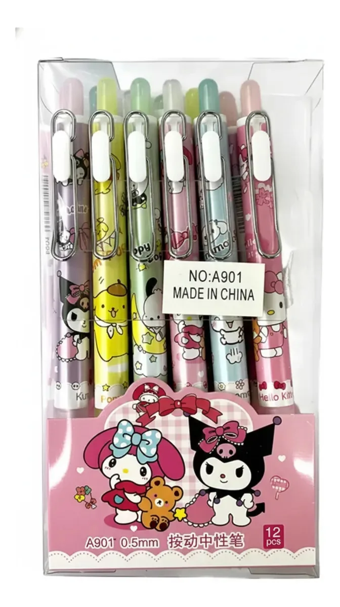 Caneta Escolar Turma Kuromi Material Escolar Papelaria Kuromi Preto