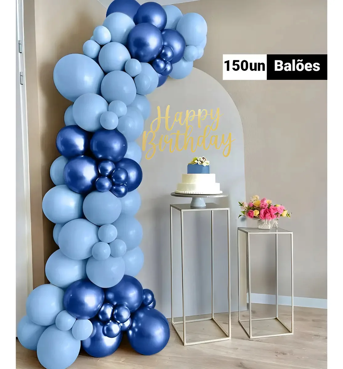 Kit Balões 150 Un Azul Candy E Azul Balão Bexiga De Festa