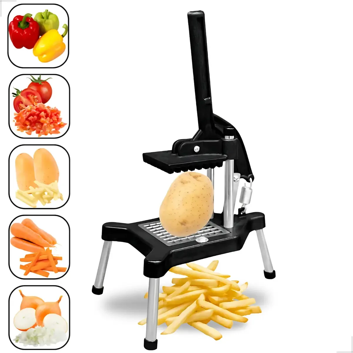 Picador De Legumes Cortador De Batata Frita Frutas E Legumes Cor Preto