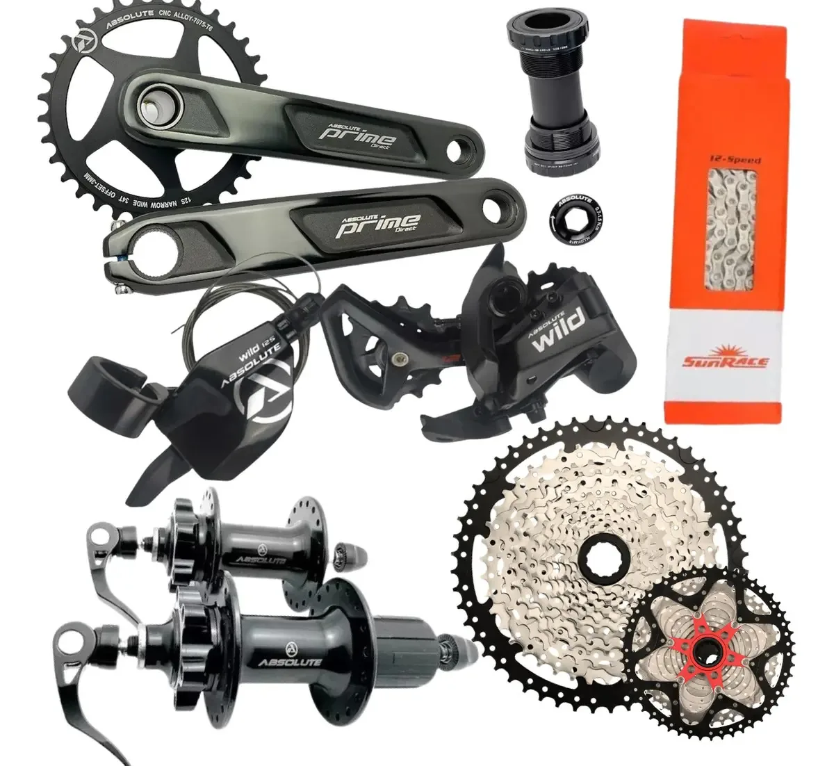 Kit Absolute 12v Pedivela Prime Cassete 11-52 Cubo 32f