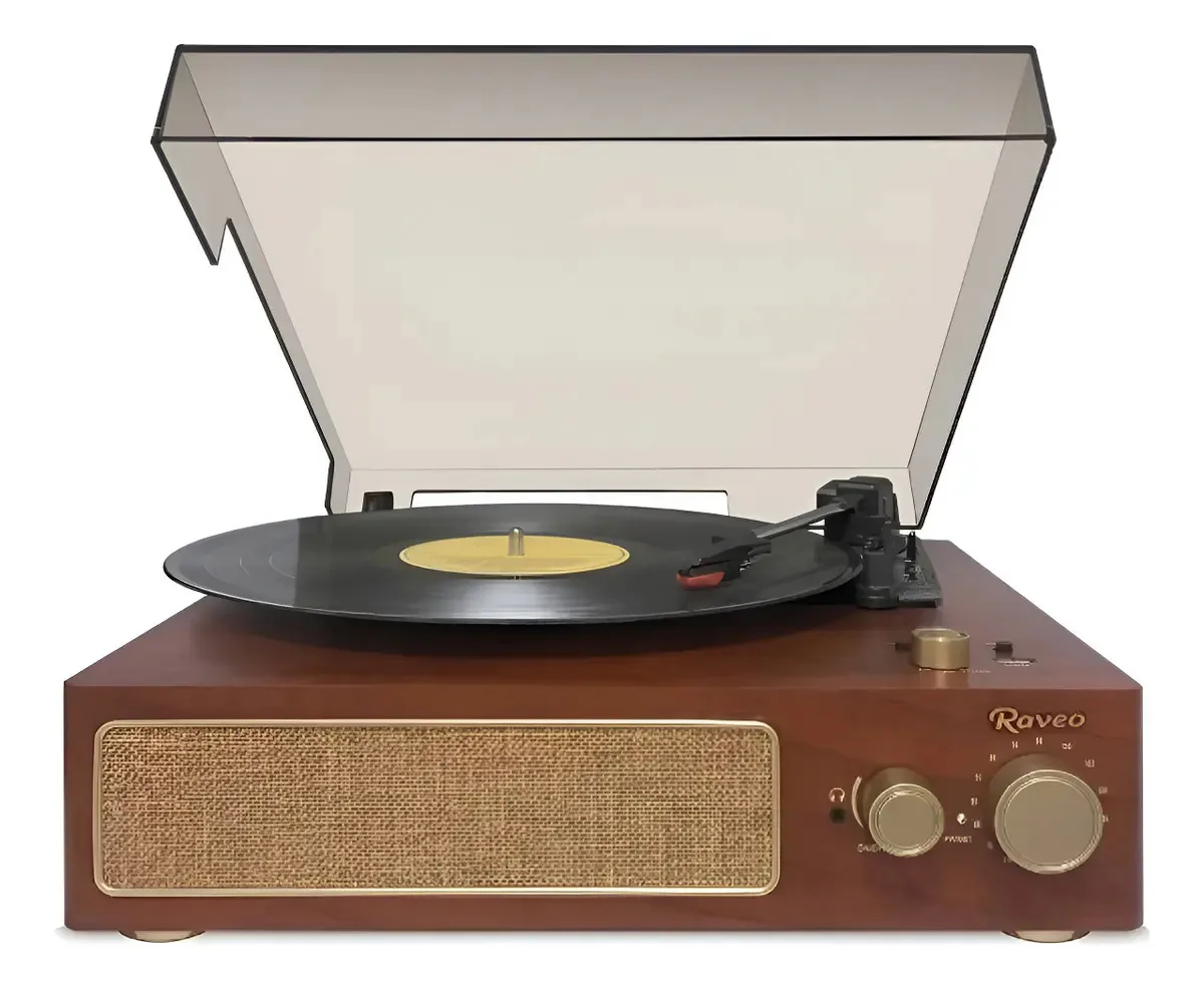 Vitrola Toca Discos Vinil Studio Marrom Usb Bluetooth Fm