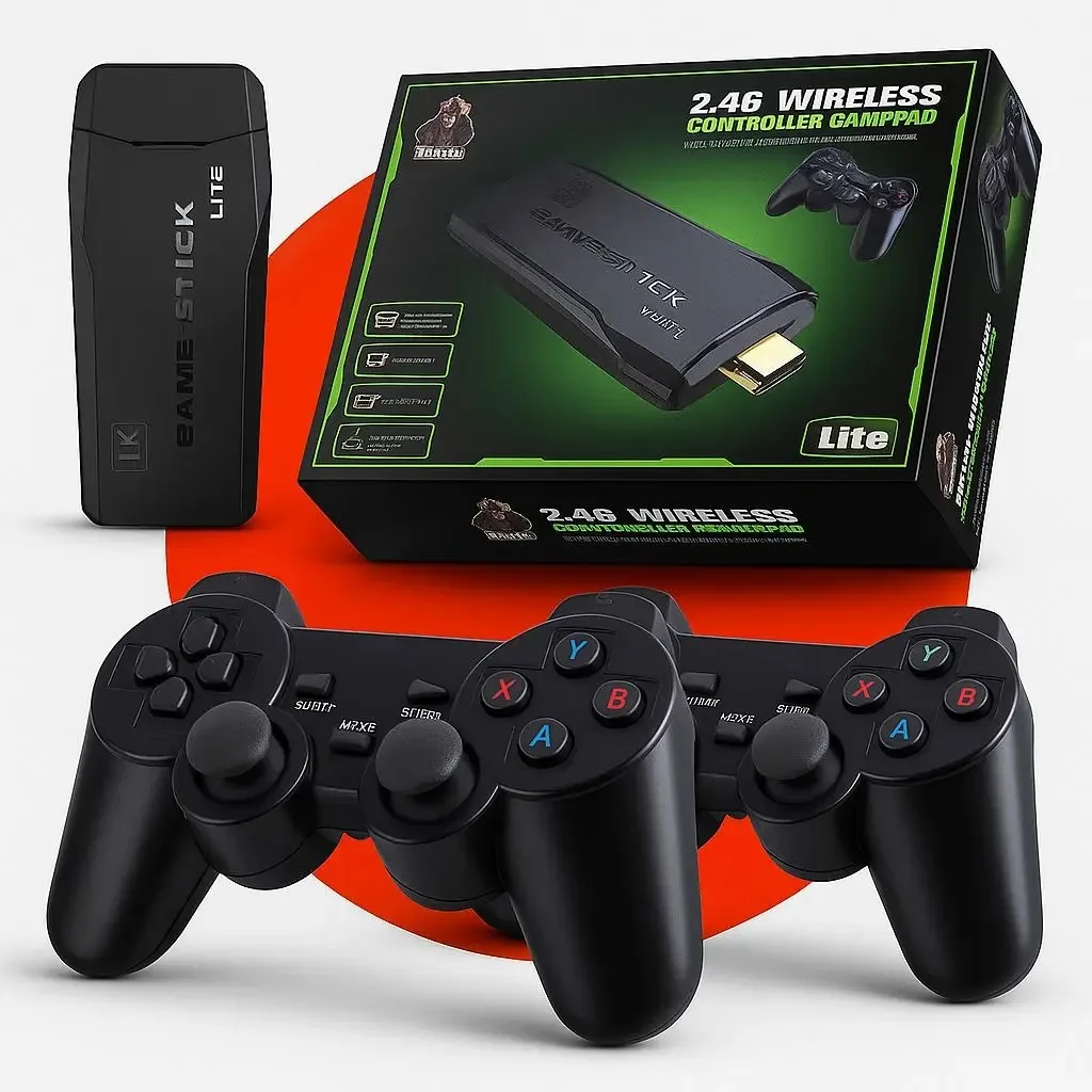 Adaptador Videogame M8 Hdmi 2 Controles Players Branco Bivolt Stick Usb DIVERSÃO FAMILAR