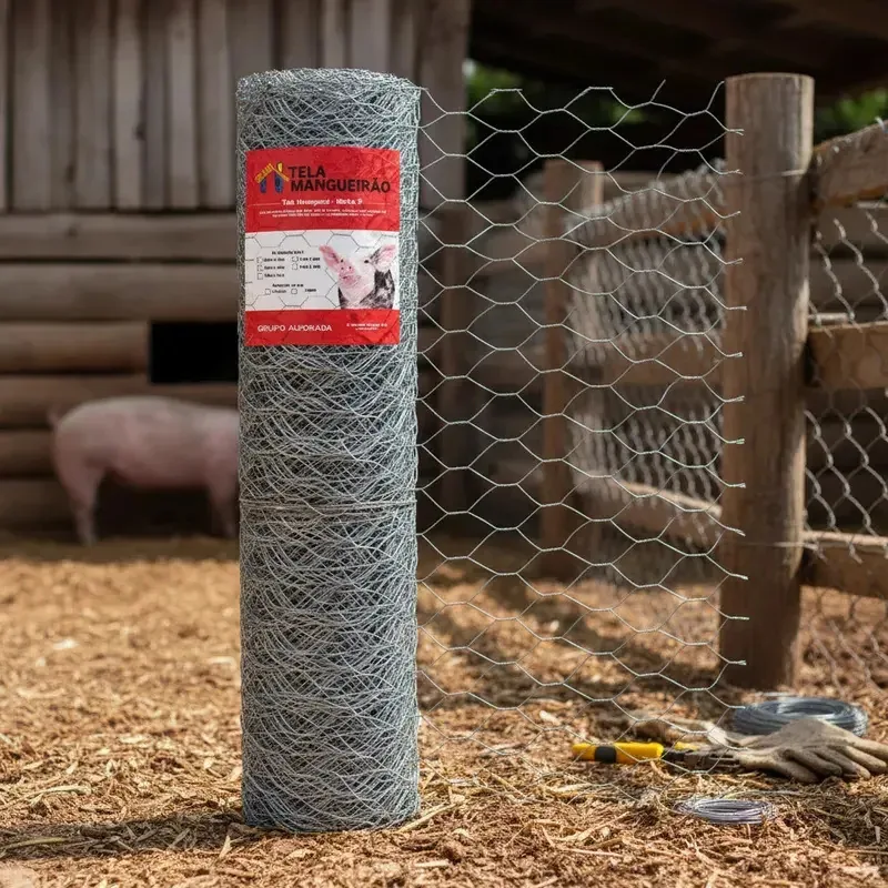 Tela Mangueirão Makrometal 1,00 X 50m Fio 18 Grosso Porcos Horta Rural Ovelha Suinos Caprinos Carneiro Cachorros Sitio Fazenda Chacara Cerca.