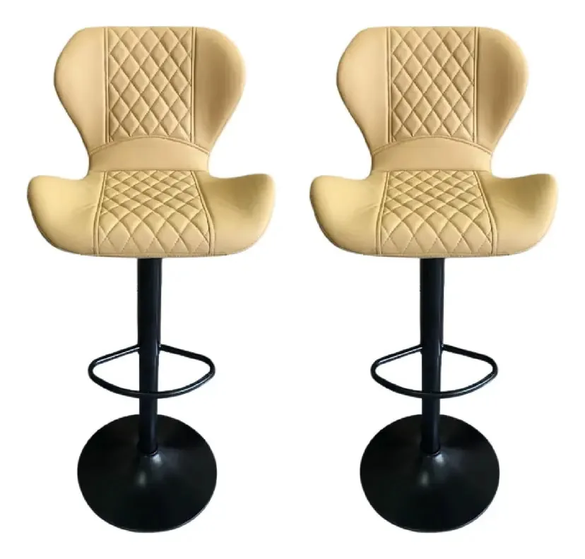 Banqueta de café da manhã X2 High Stool Bar Bar, acabamento da estrutura, preto fosco, cor nude