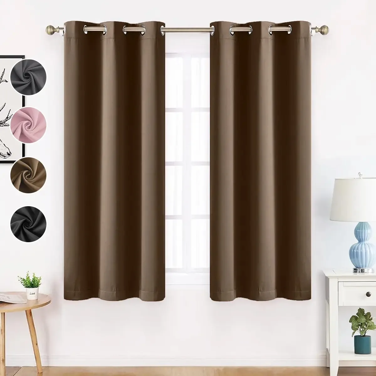Cortina Blackout Teker Panel 214 x 160cm Café
