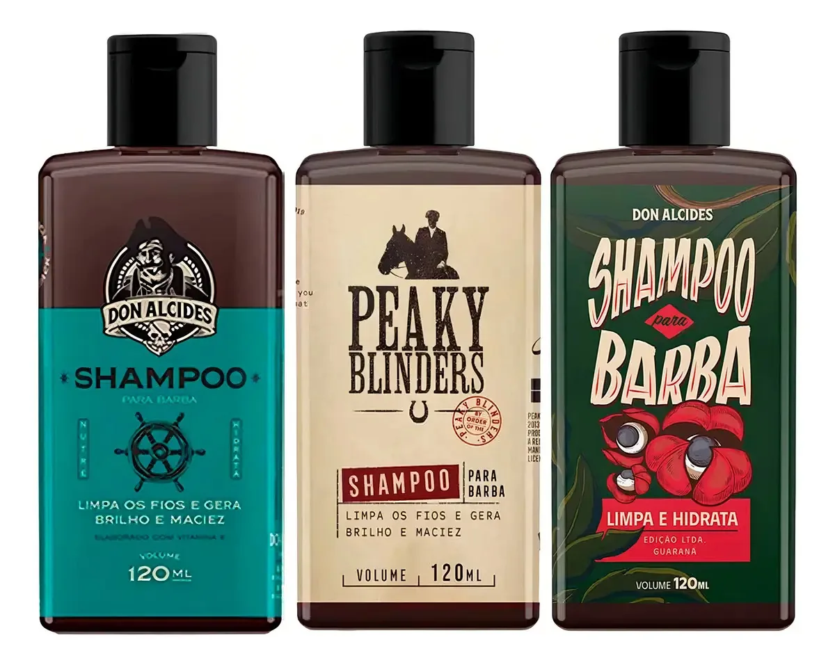 Kit 3x Shampoo Para Barba Calico Peaky Guaraná Don Alcides