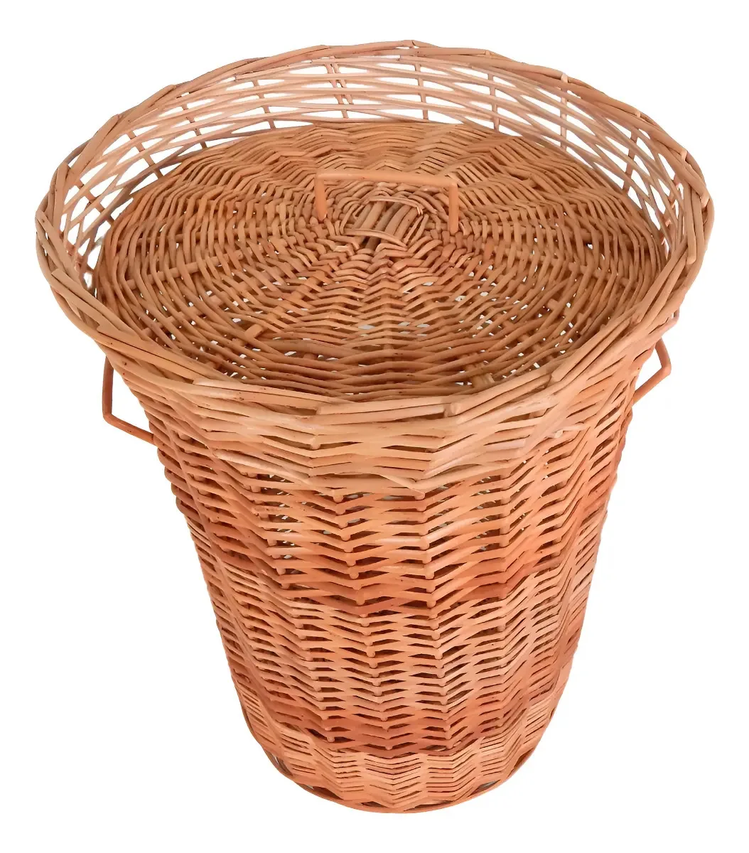 Cesto de Roupa Vime Natural 30L EJV REV Marrom-claro com Tampa