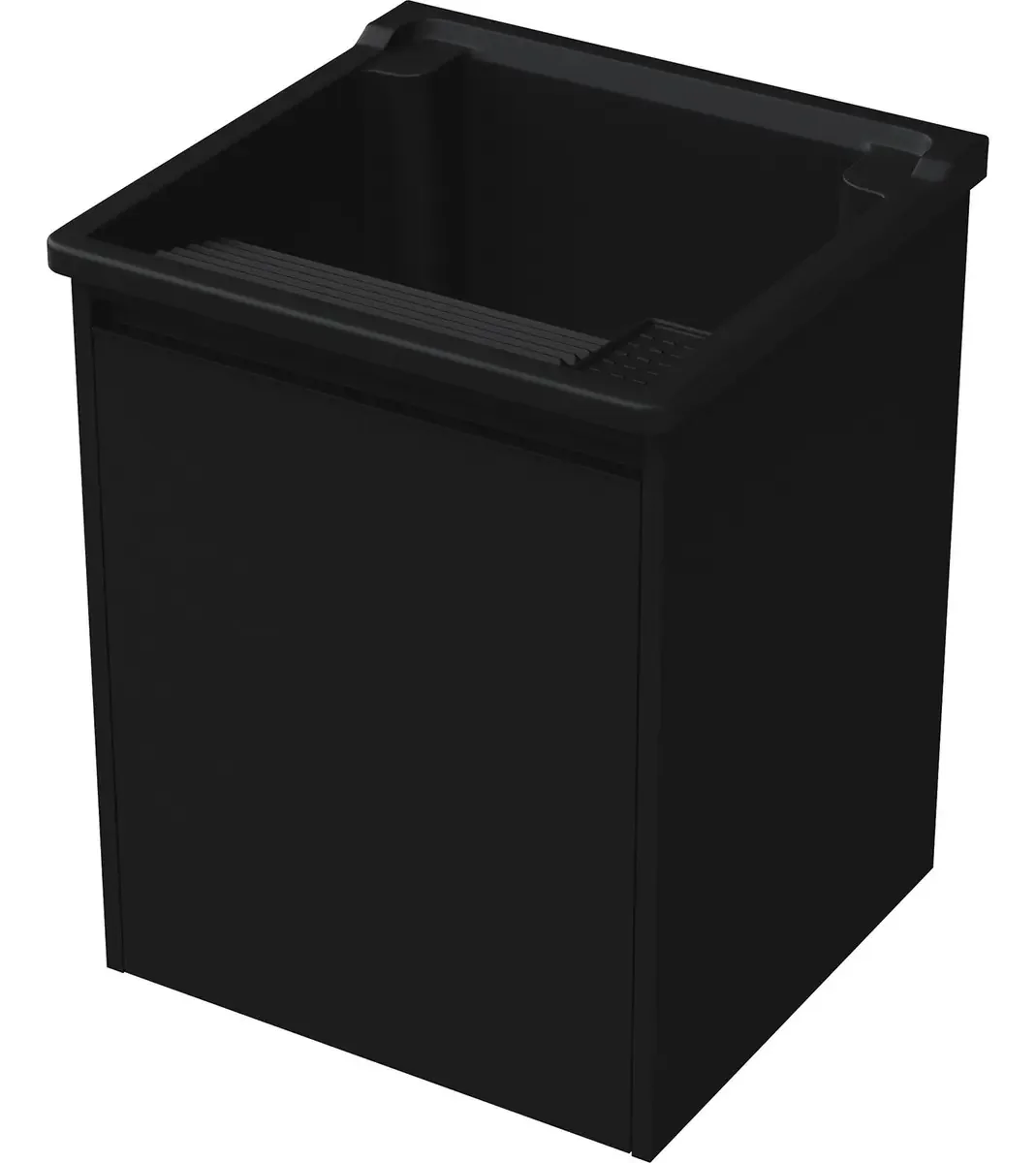 Tanque 26 Litros Pequeno | Gabinete Mdf Preto Black | Suspenso De Fixar Na Parede | Entregue Montado | Lavanderia Compacta | Armário Área Serviço| Ejv Shoop
