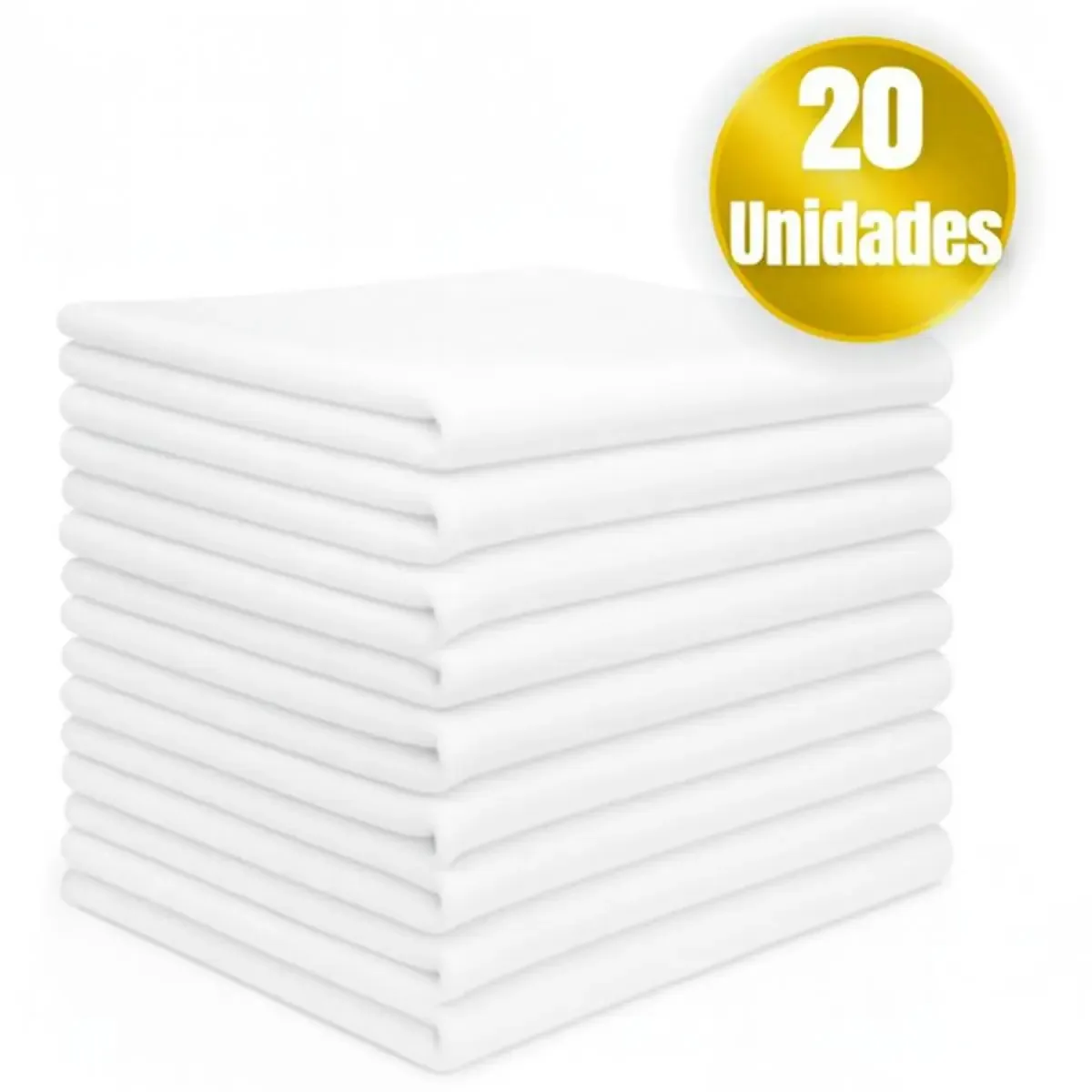 Kit 20 Panos de Chão Algodão Branco 50x35 Grosso Limpeza Profissional para Empresas, Uso Doméstico Panos Resistentes com Saco Duplo