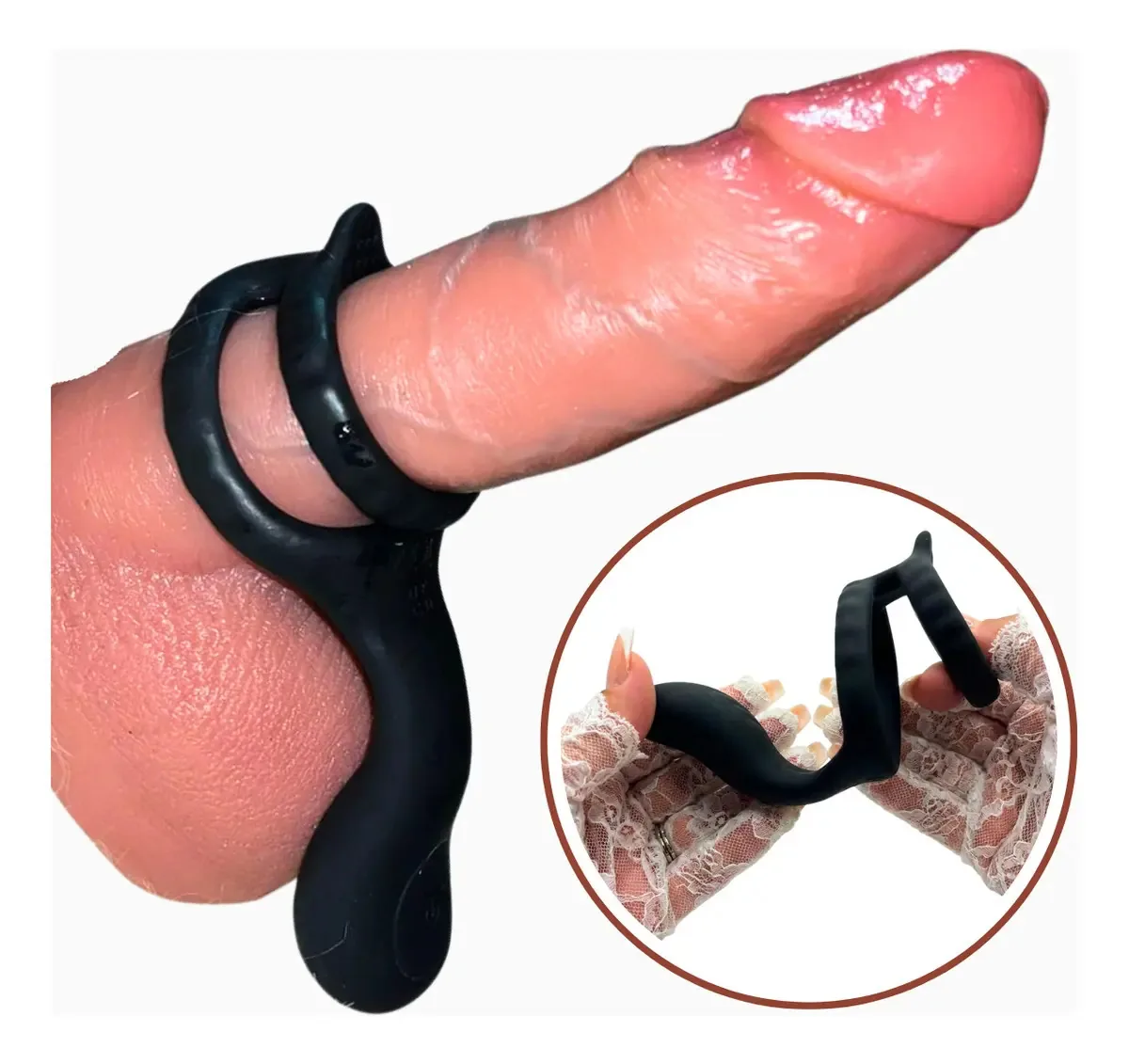 Anel Peniano Vibrador Massageador Testículo Clitori Preto