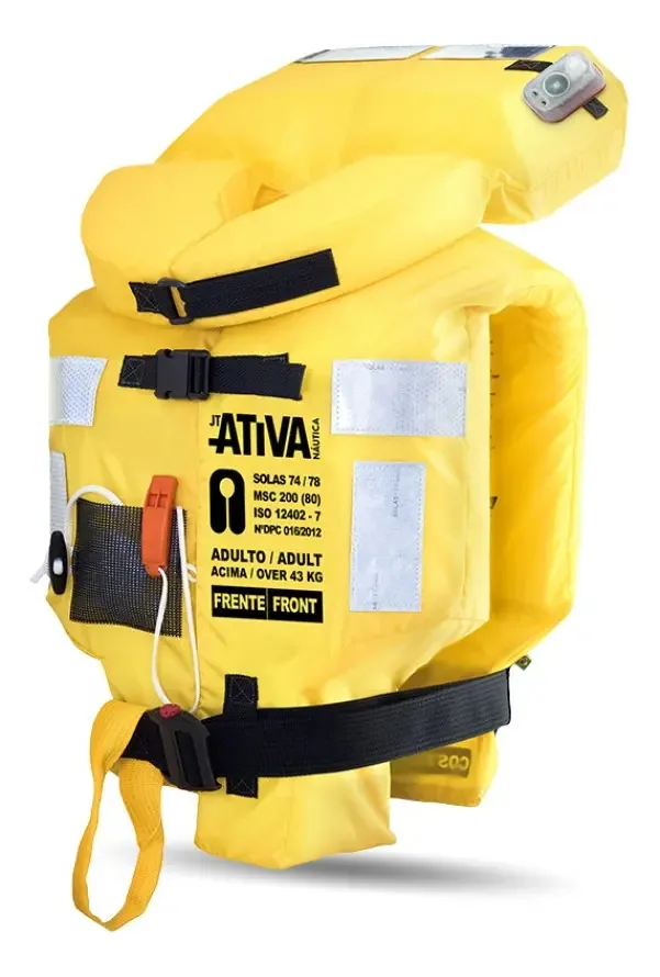 Colete Salva Vidas Ativa Solas Classe 1 150N Amarelo Impermeável
