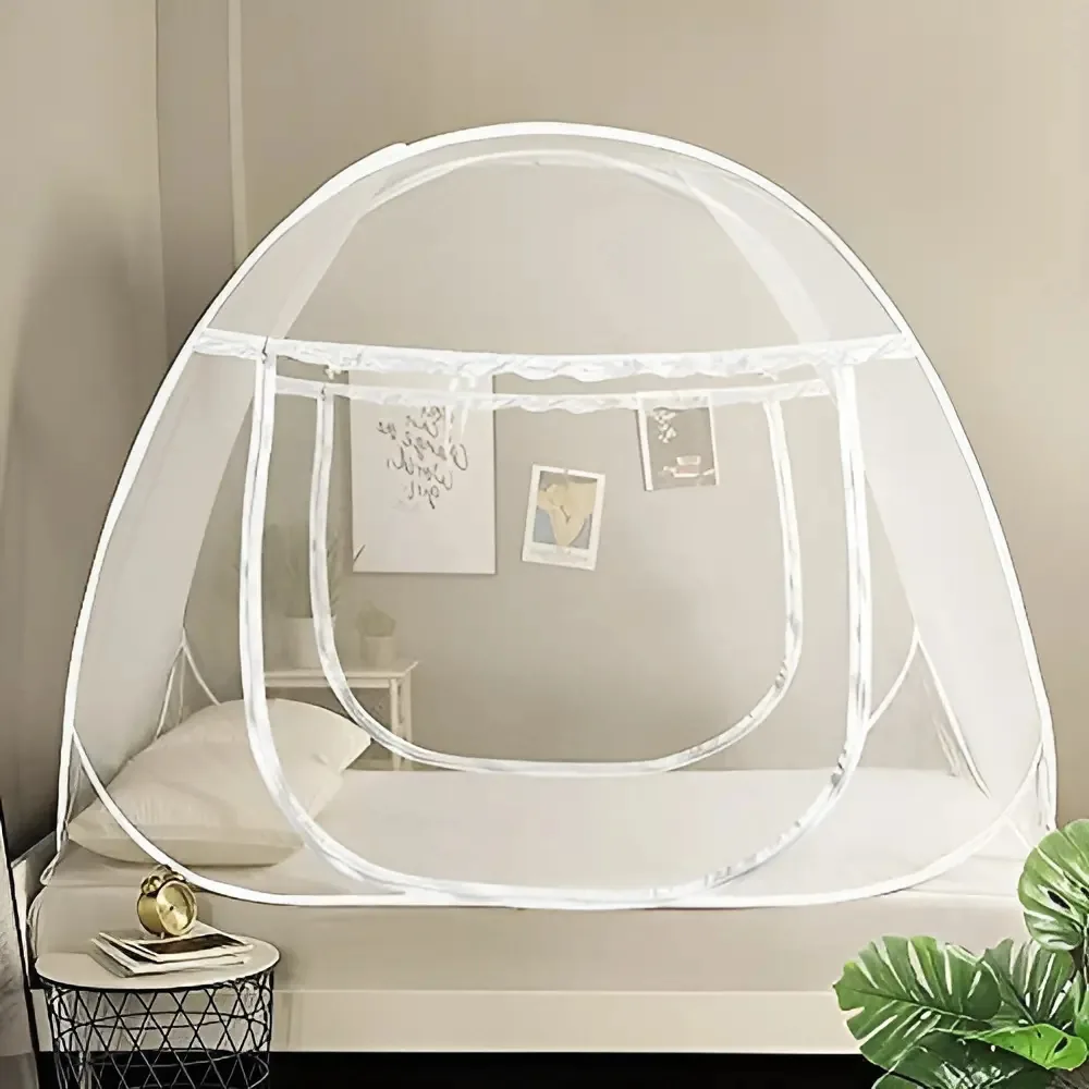 Mosquiteiro Tenda Cama Casal Dobrável Branco Portátil