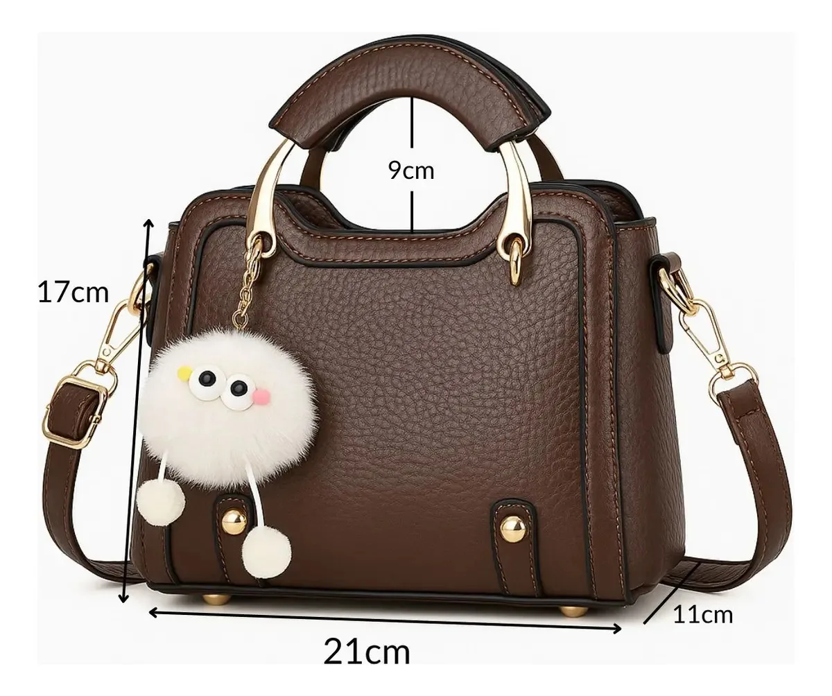 Bolsa Tiracolo Casual Estilosa Shopping Passeio Social Ofert Cor Marrom Desenho Do Tecido Lisa