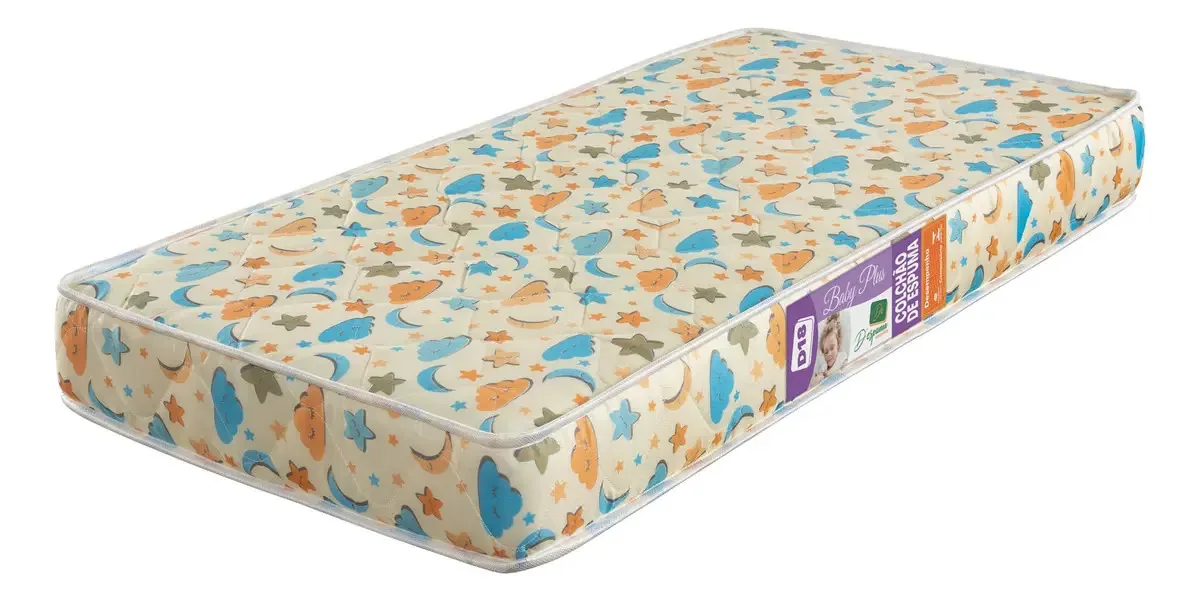Colchão Baby Infantil Colorido Unissex Para Berço Confortável 130cm X 70cm Espuma D18