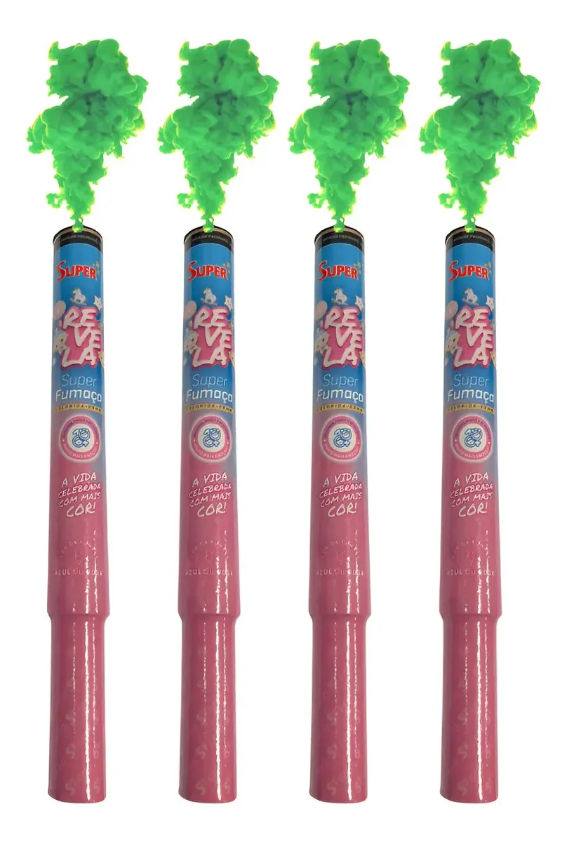 Fumaça Chá Revelação Bastão Kit C/ 04 Unidades Cor 4 Bastão Verde