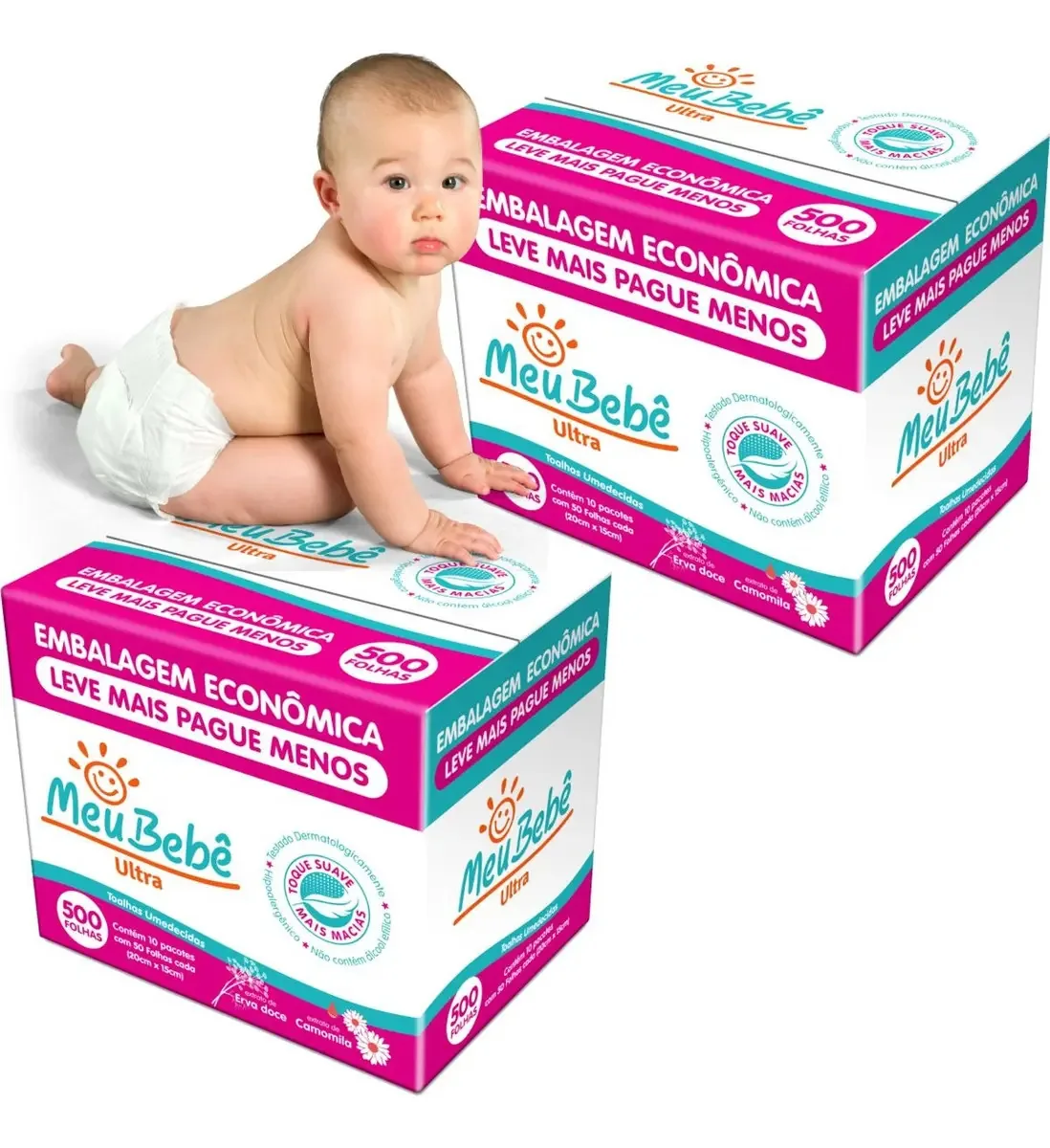 Kit 1000 Lenços Umedecidos Meu Bebê Ultra Caixa Atacado