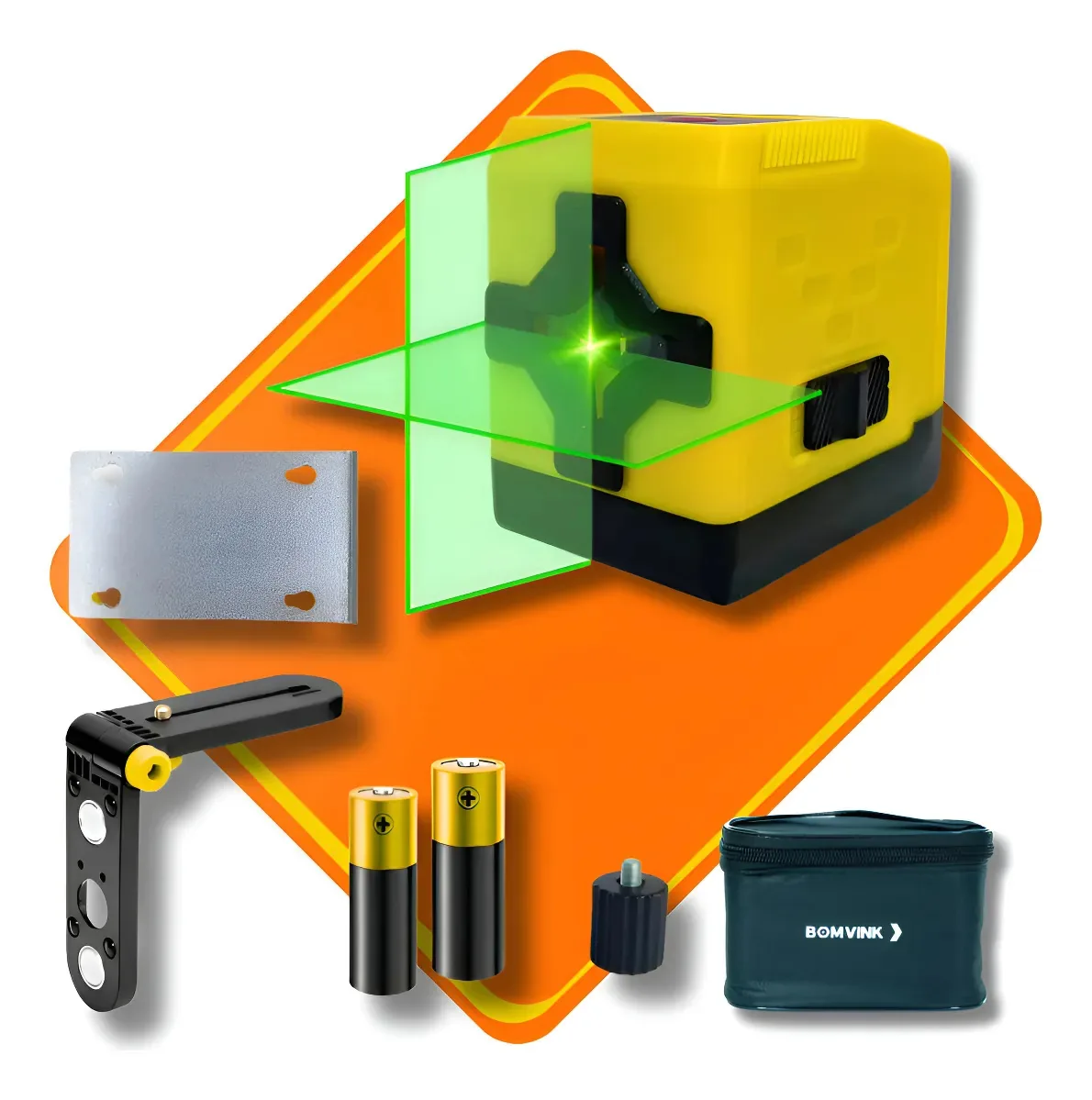 Nível A Laser Verde 2 Linhas 20m Com Suporte Profissional