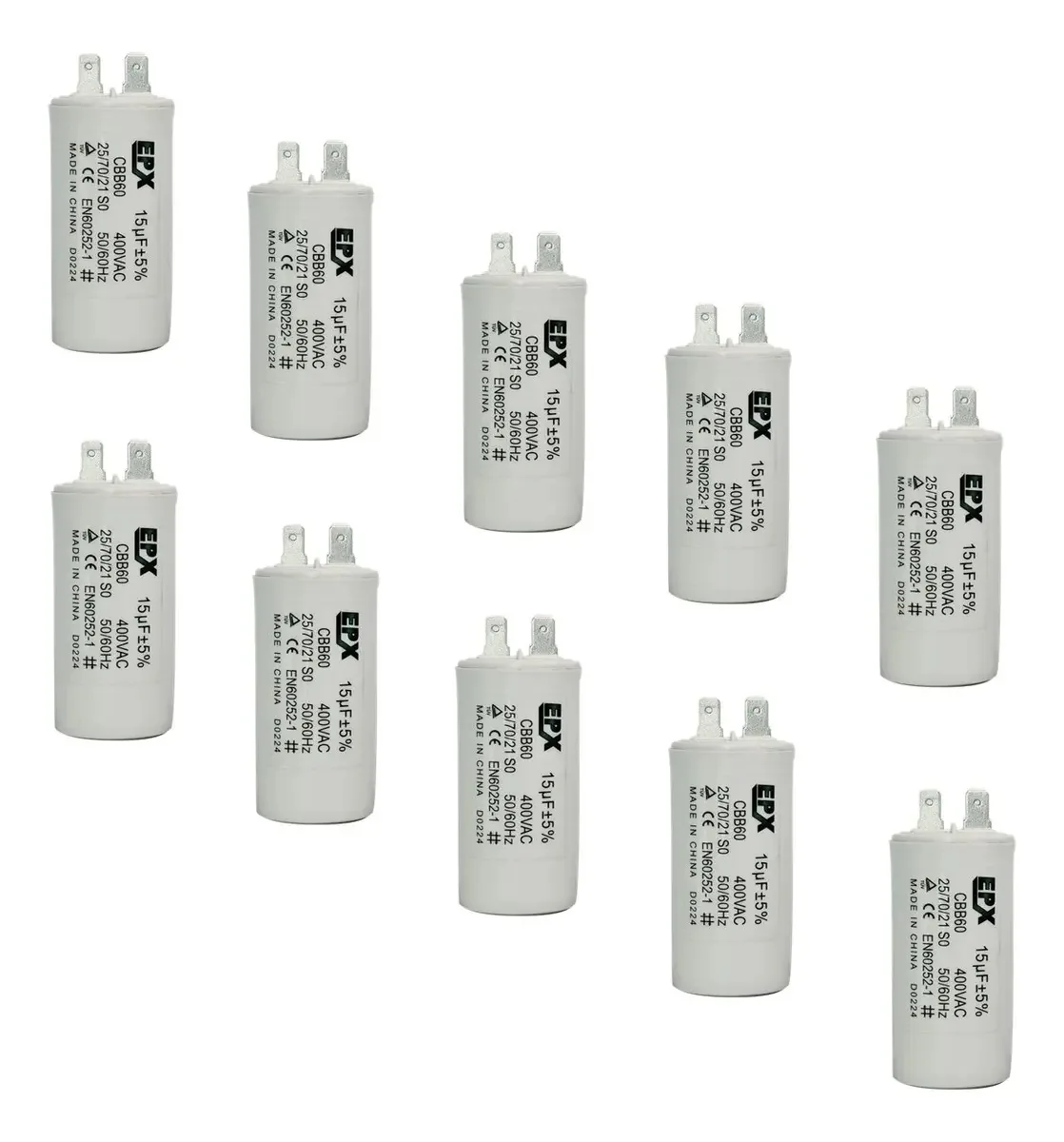 Kit 10 Capacitores Permanentes 15uf 400v Terminal Cbb60
