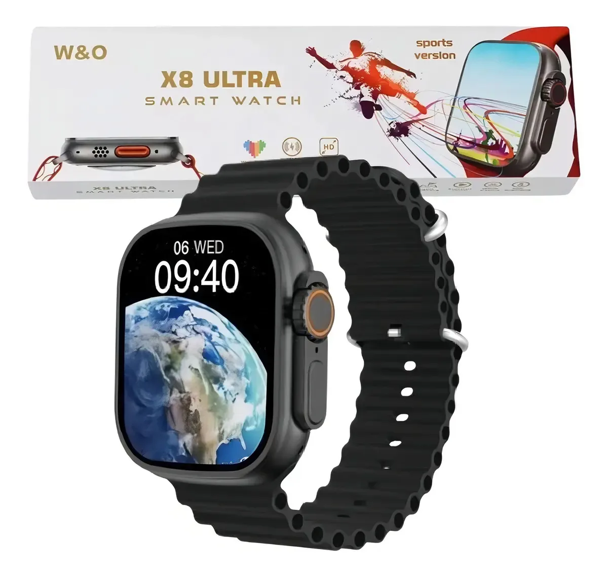 Smartwatch X8 Ultra Serie 8 Nfc 49mm Chamadas Android E Ios Pulseira Preto