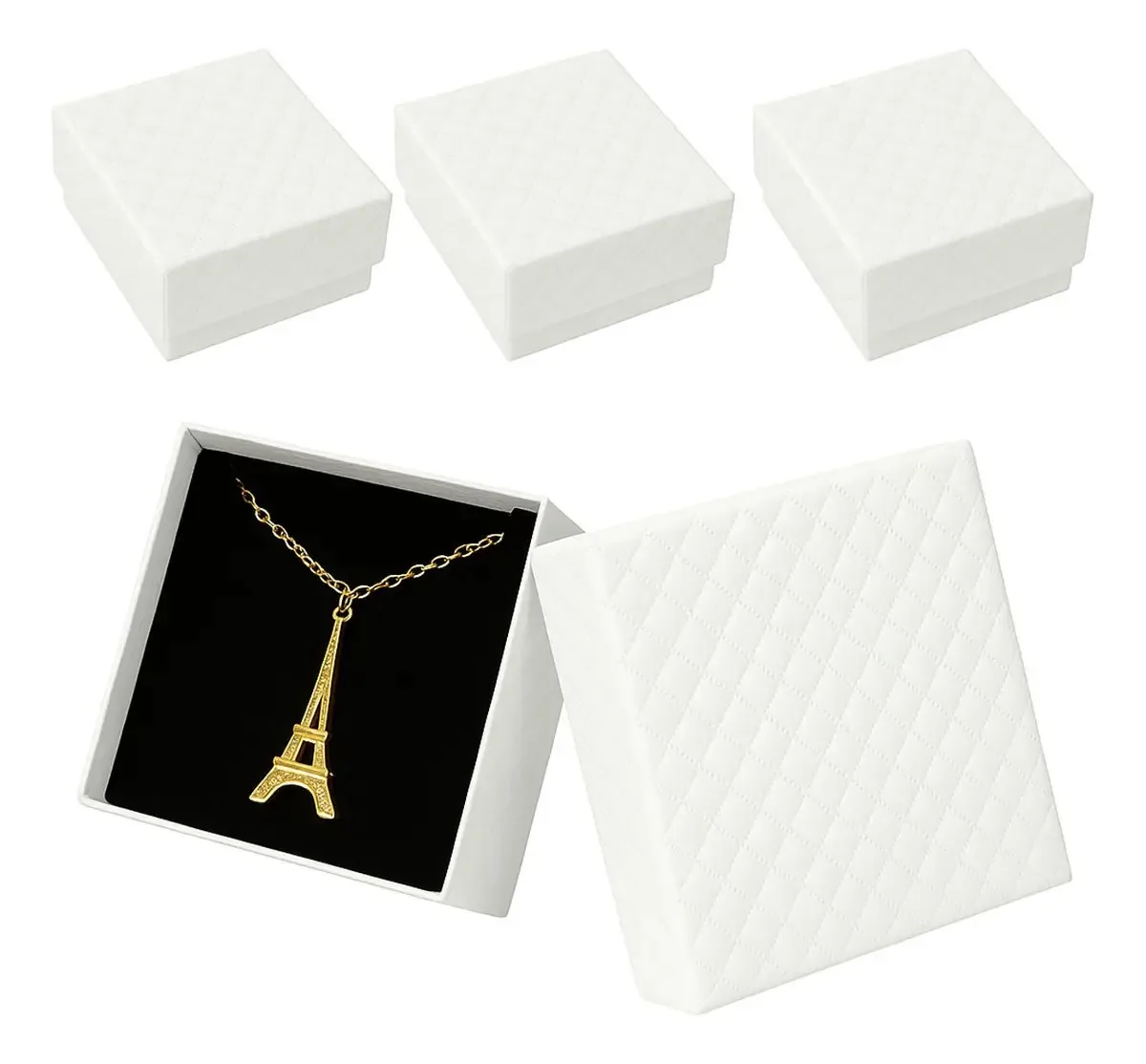 Kit 24 Caixinhas Para Colares Jóias Brincos Bijuterias Anéis Cor Branco