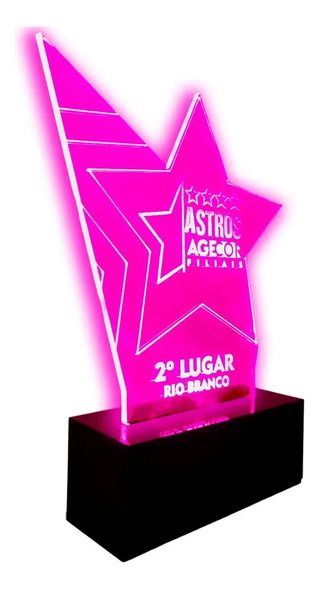 07 Luminária Ou Troféu Personalizado Com Led - 15x15cm