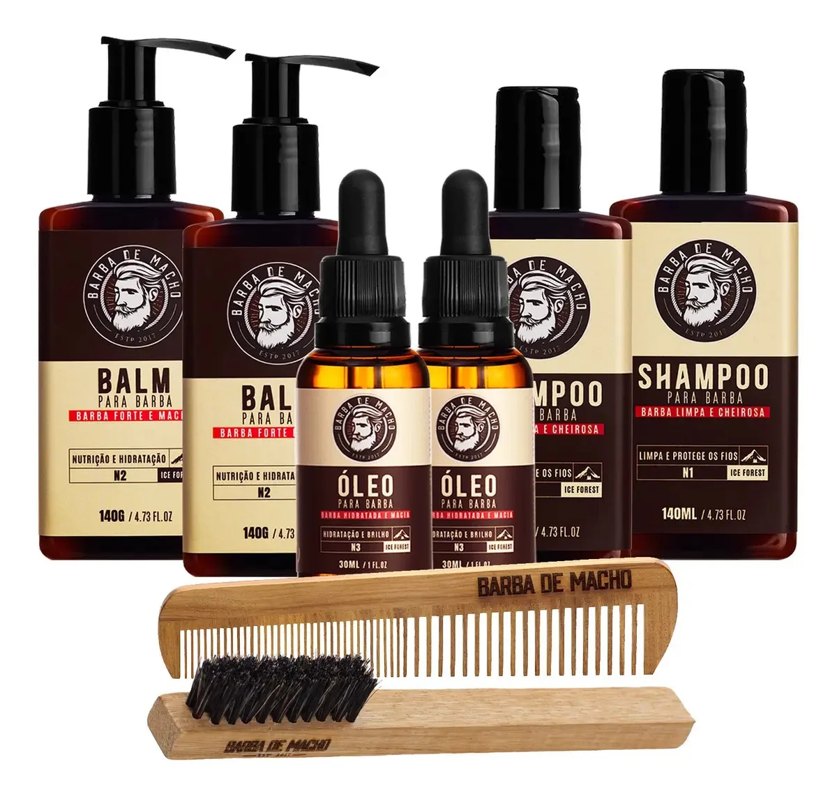 Kit 2 Shampoo 2 Balm 2 Oleo Pente Alinhador + + Rápido
