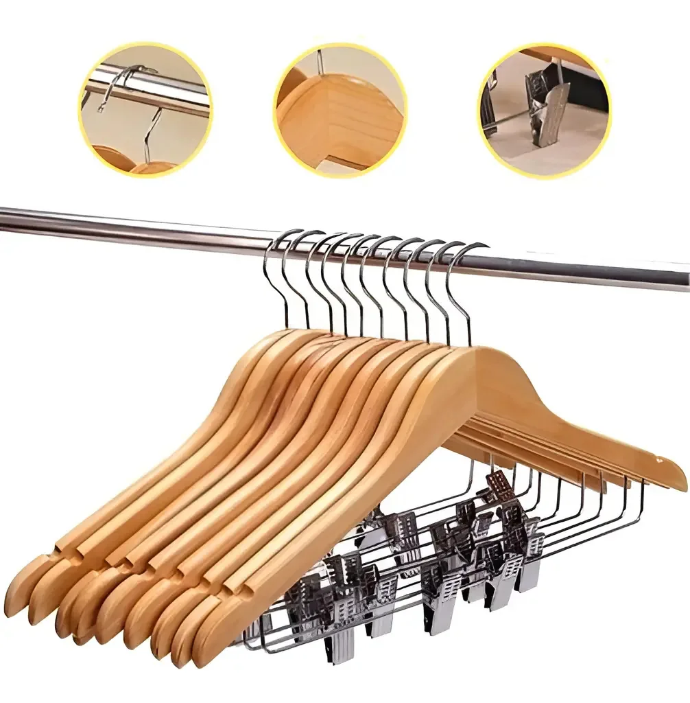 Cabides Kadê para calças Kit de 10 unidades cor palha