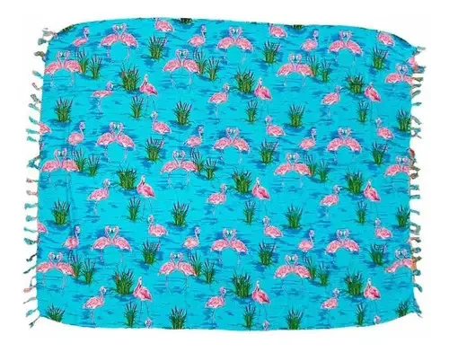 Canga De Praia 100% Viscose - Flamingo 1,60mx1,10m