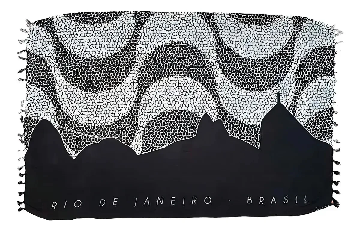 Canga De Praia 100% Viscose - Rio E Calçadão 1,60mx1,10m