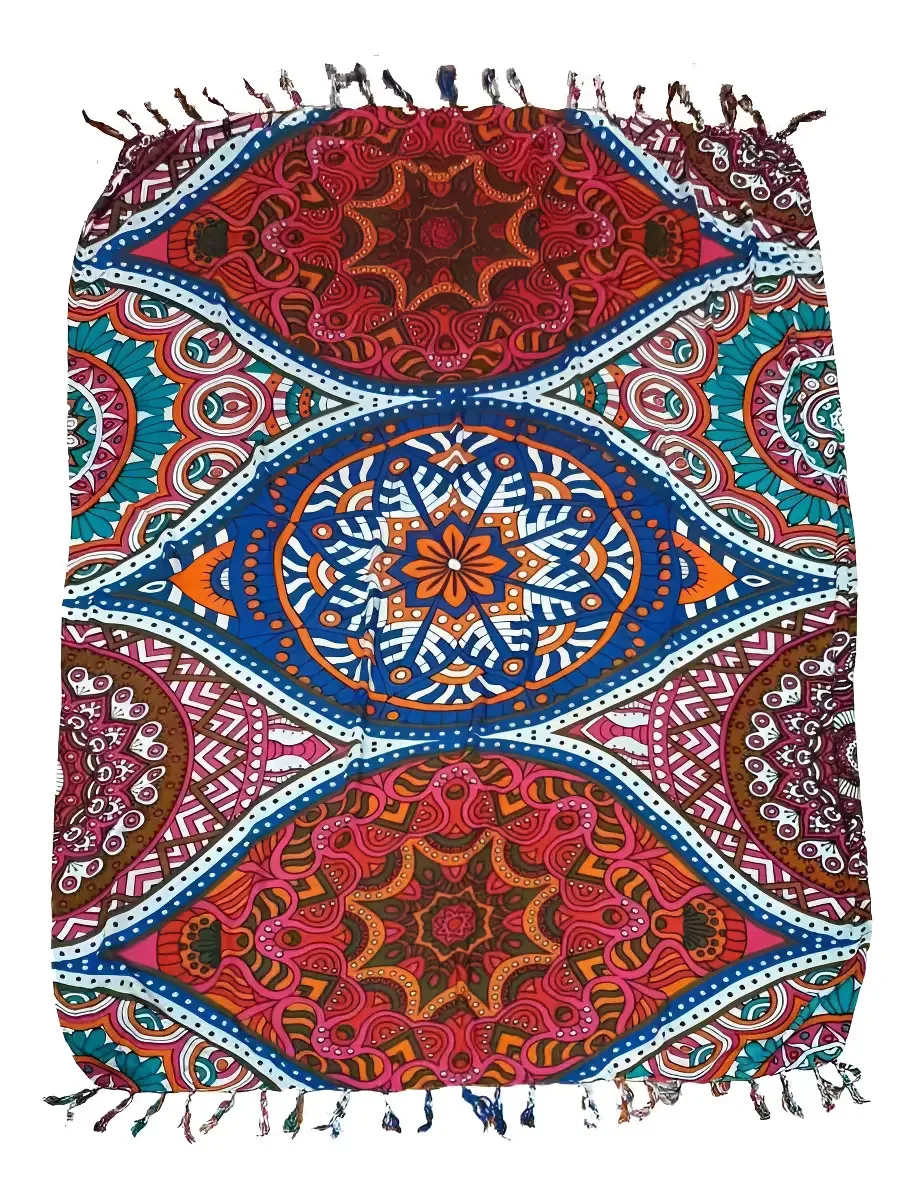 Canga De Praia 100% Viscose - 3 Mandalas Rosa 1.60mx1.10m